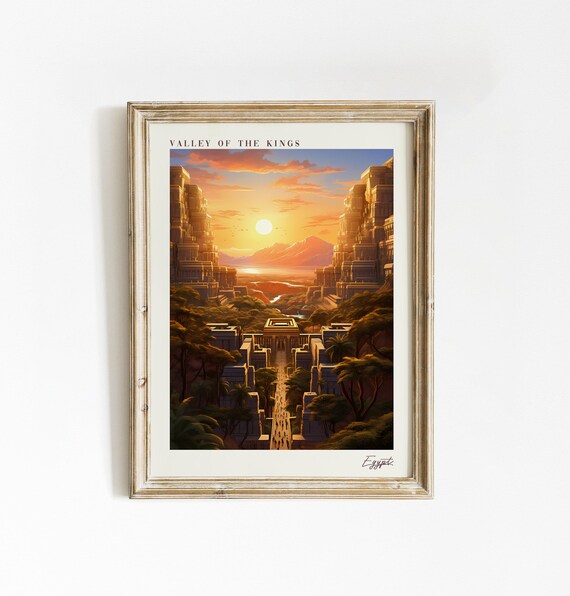 Valley of the Kings Egypt Sunset Desert Temple Avenue Travel Poster