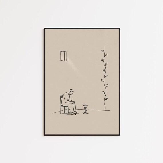 Patient Waiting Hourglass Growing Vine Minimalist Faith Poster