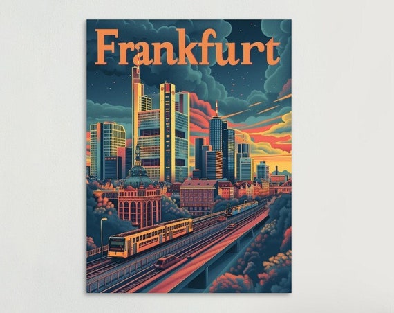 Frankfurt Colorful Vintage Poster Stunning Wall Art For Home Dcor Perfect Unique Gift For Art Lovers
