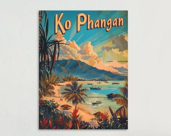 Ko Phangan Poster Vibrant Vintage Travel Art Perfect For Home Decor Unique Travel Gift