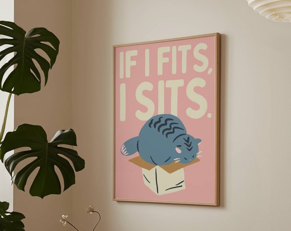 Grey Cat Funny Cat Art Print, Cat Owner Gift