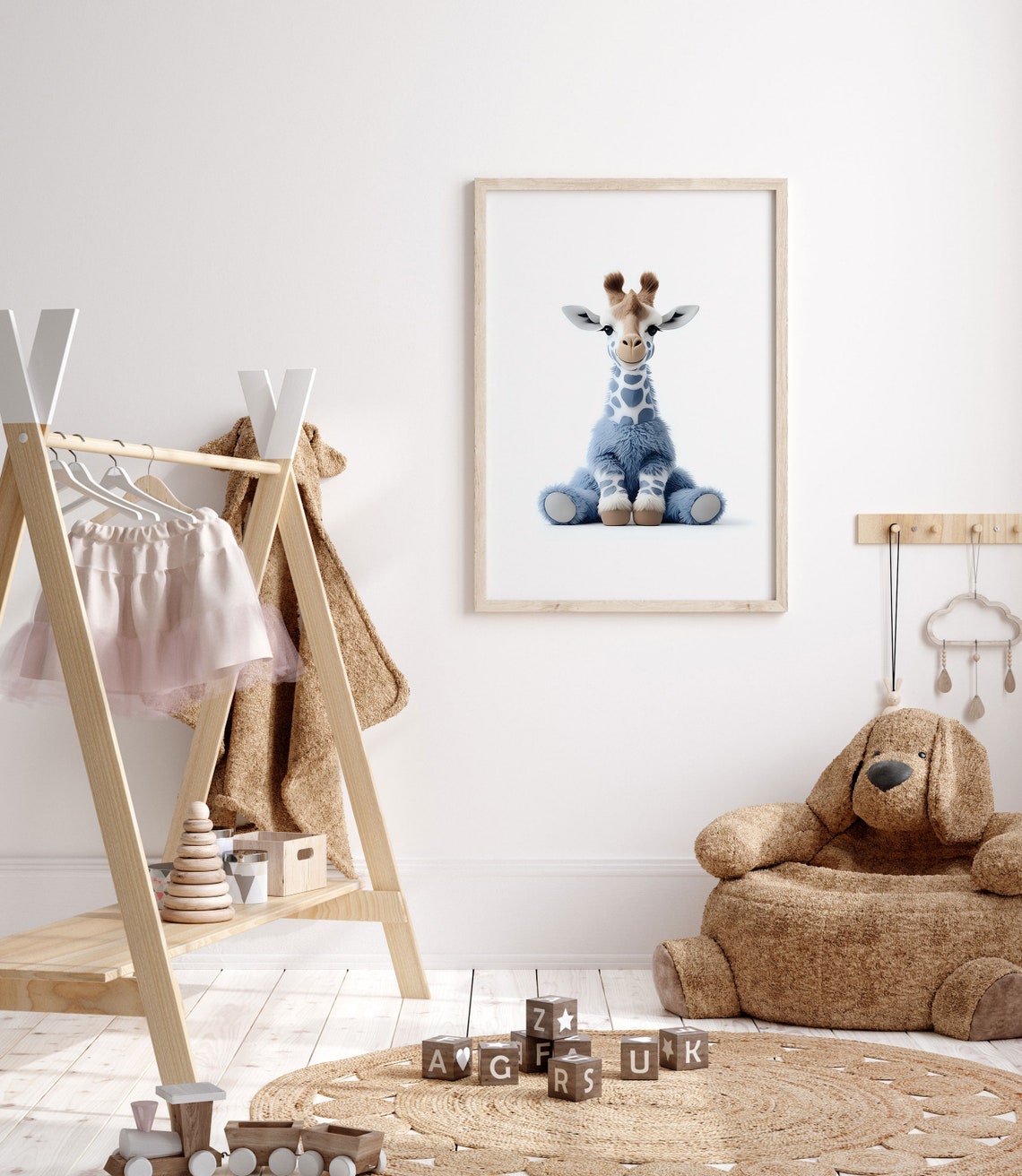 Adorable Fluffy Baby Giraffe Sitting Sweet Nursery Animal Poster - Image 4
