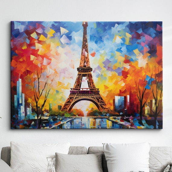 Eiffel Tower Paris France Paint Splash Europe Abstract Colourful Modern Wall Art Framed Canvas Poster Print Homeoffice Room Decor Gifts
