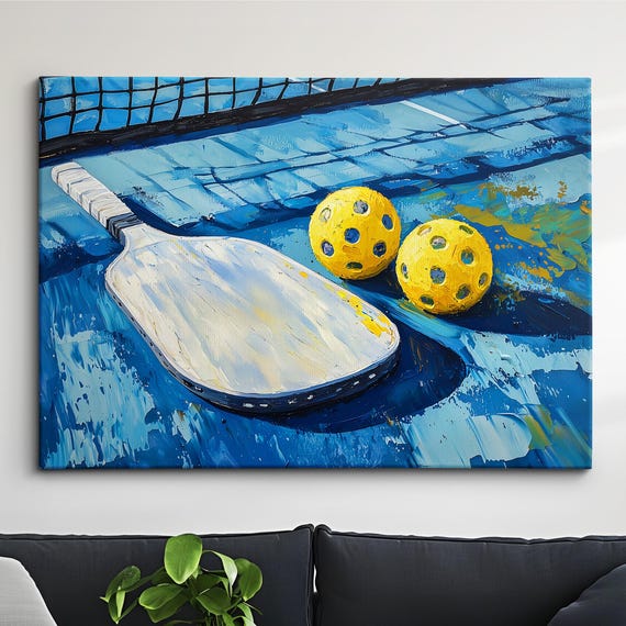 Pickleball Abstract Oil Painting Sports Racket Wall Art Framed Canvas Poster Print Interior Room Home Decor
