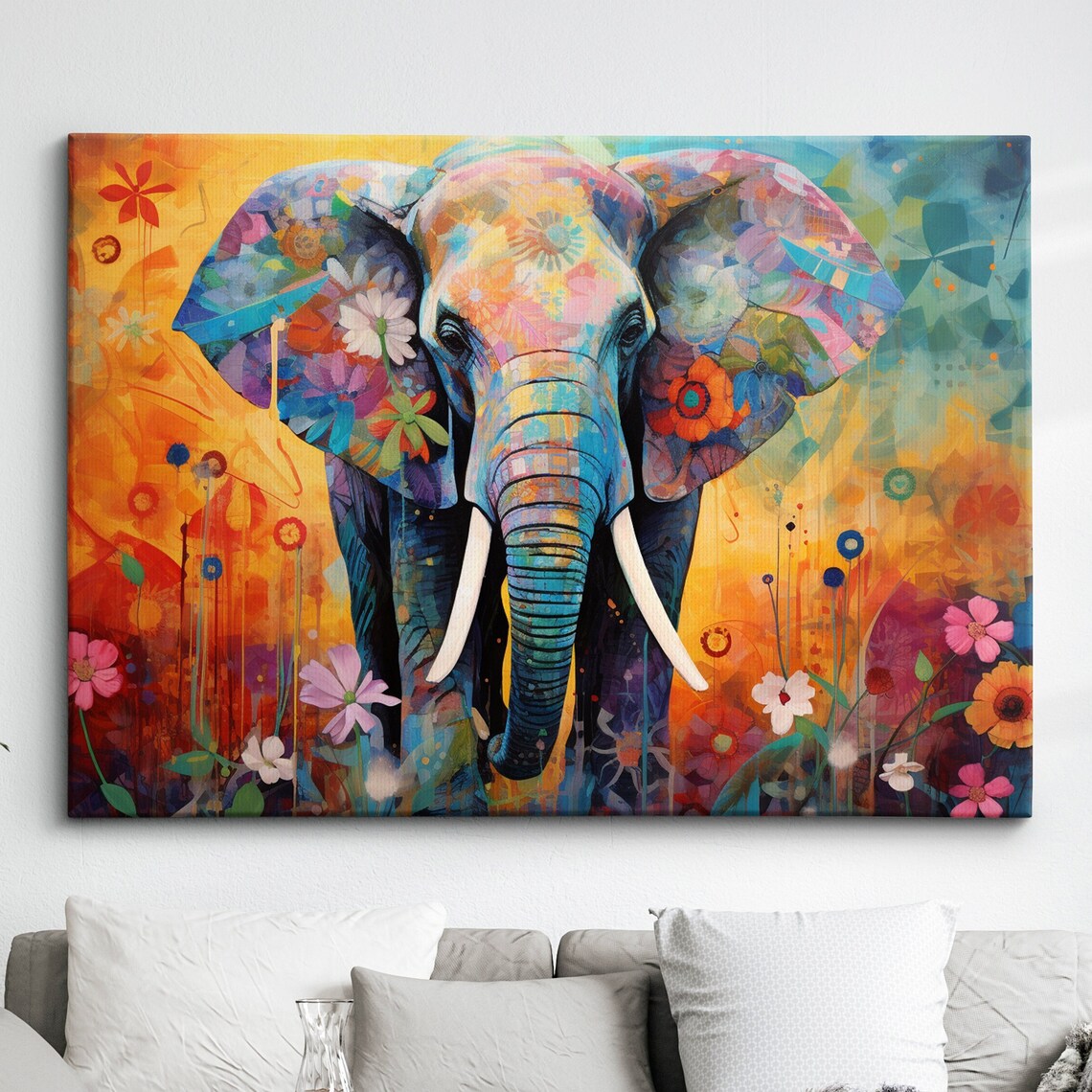Abstract Elephant Oil Painting Poster Print