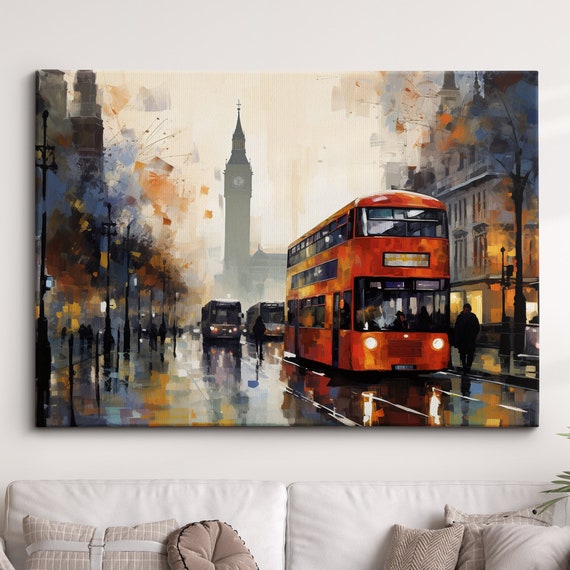 London Street Abstract Oil Painting Paint Colourful Uk Big Ben Wall Art Framed Canvas Poster Print Homeoffice Room Decor Gifts