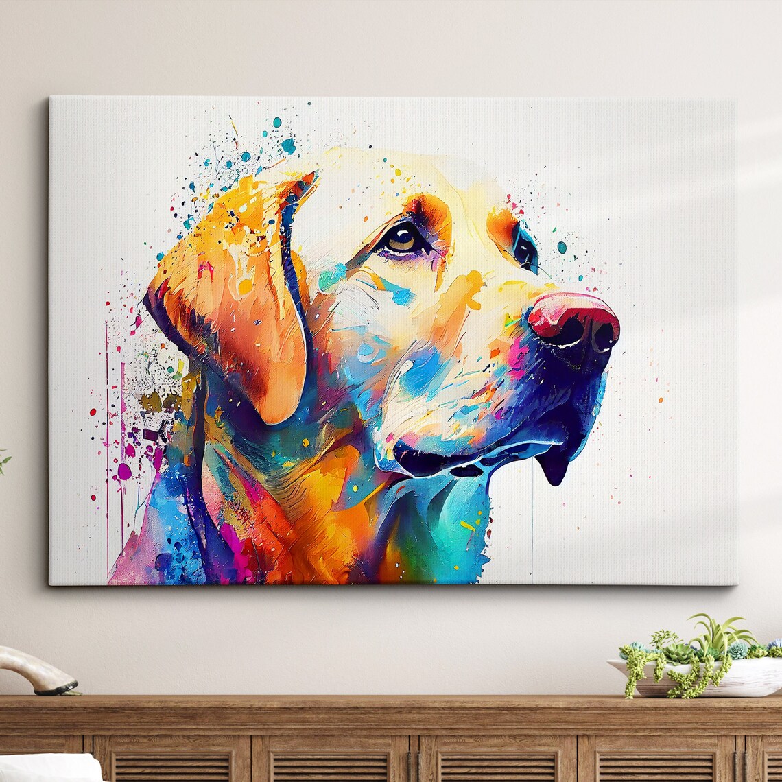 Golden Retriever Profile Colorful Splash Art Dog Canvas Print
