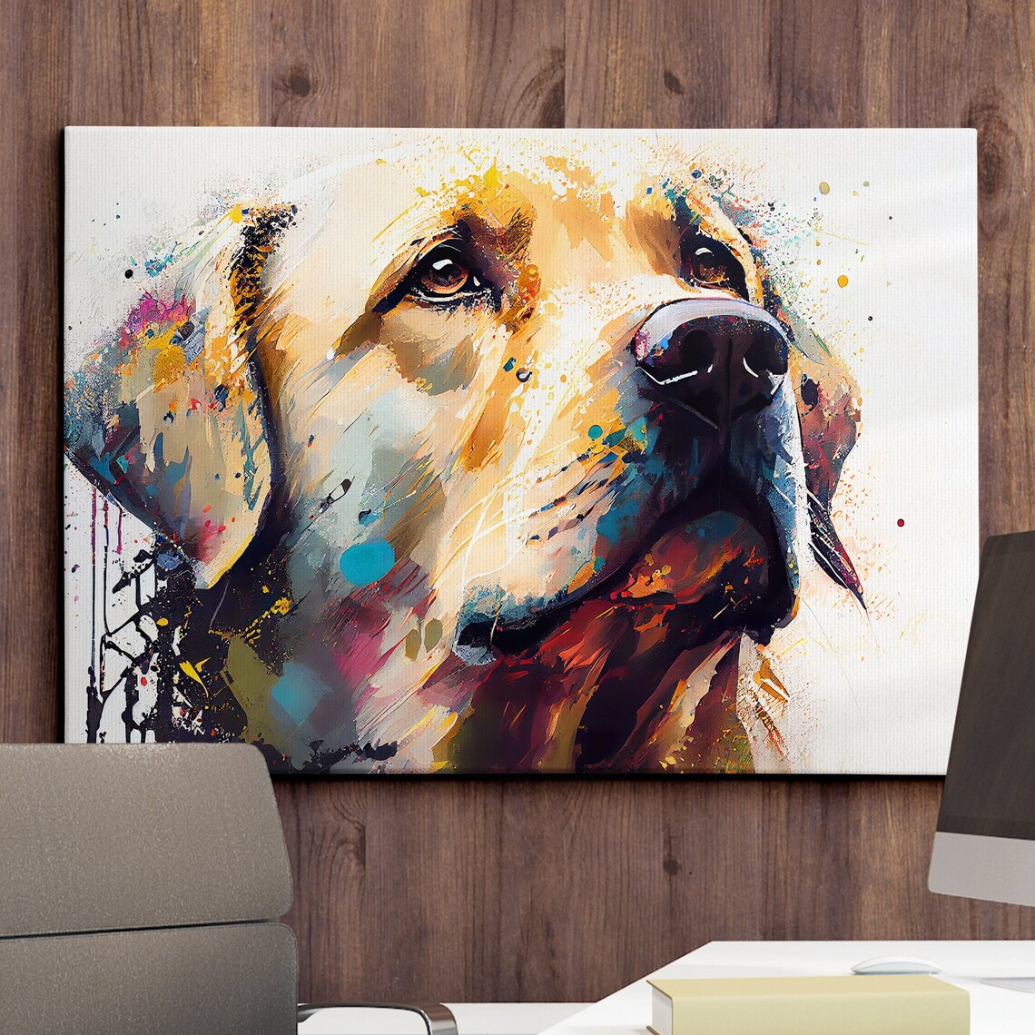 Golden Retriever Colorful Splash Art Dog Portrait Canvas Print