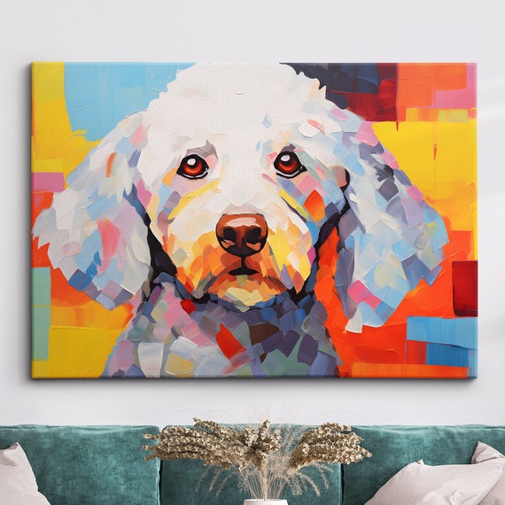 Poodle Fun Animal Dog Pet Lover Abstract Oil Painting Wall Art Framed Canvas Poster Print Home Kitchen Office Room Decor Gifts