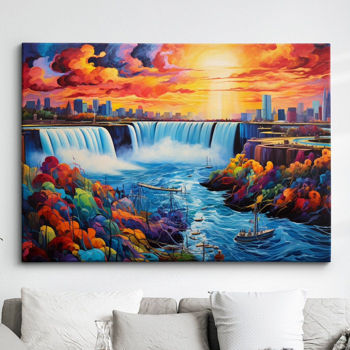 Niagara Falls Modern Oil Abstract Painting Travel Poster