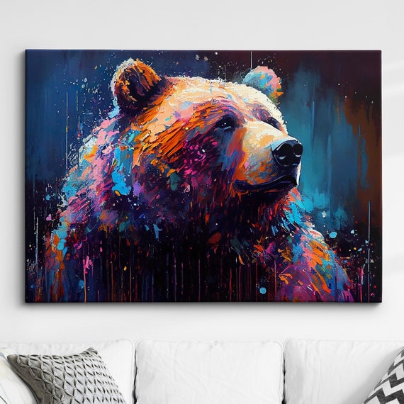 Bear Abstract Oil Painting Splatter Wall Art Print