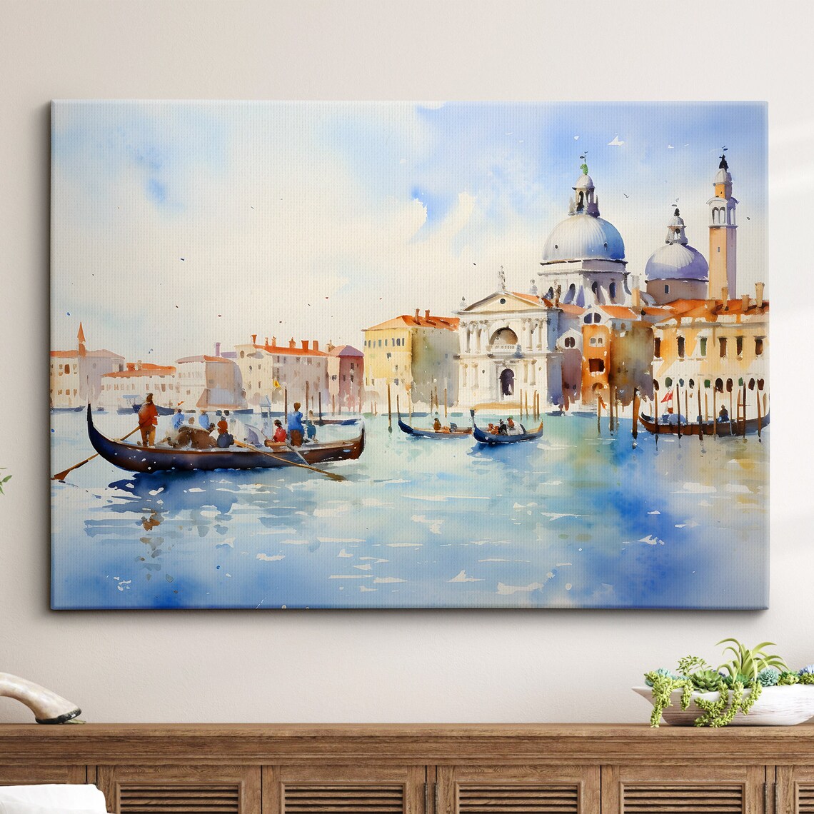 Venice Grand Canal Gondolas Watercolor Italian Landmark Poster