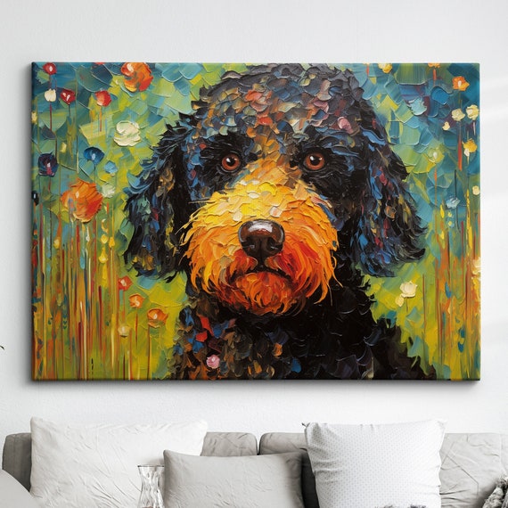 Poodle Abstract Dog Pet Animal Painting Splatter Wall Art Framed Canvas Poster Print Home Kitchen Office Room Decor Family Gifts