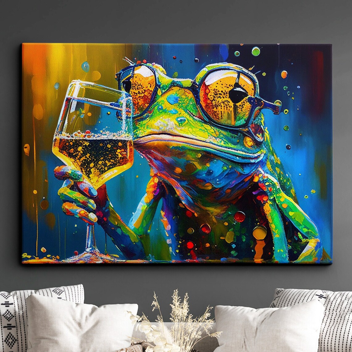 Frog With Glasses Abstract Modern Art Print