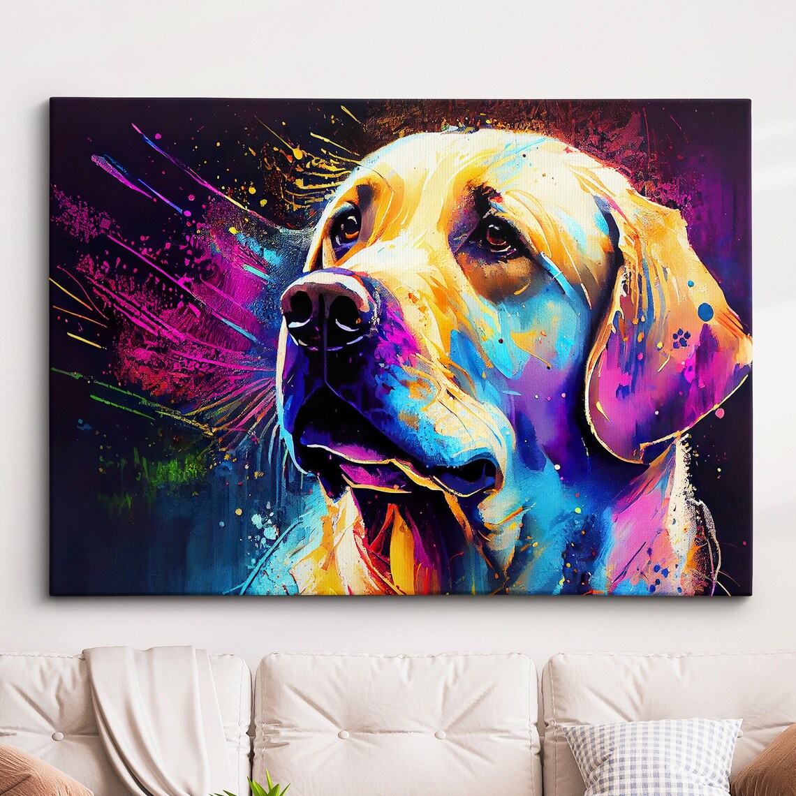 Golden Retriever Dog Portrait Vibrant Modern Color Art Poster
