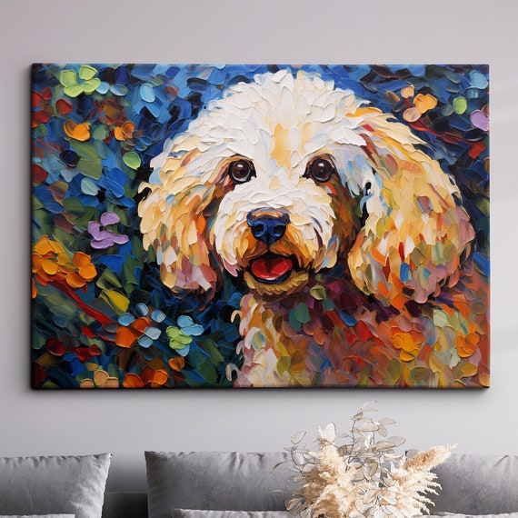 Poodle Abstract Dog Pet Animal Painting Splatter Wall Art Framed Canvas Poster Print Home Kitchen Office Room Decor Family Gifts