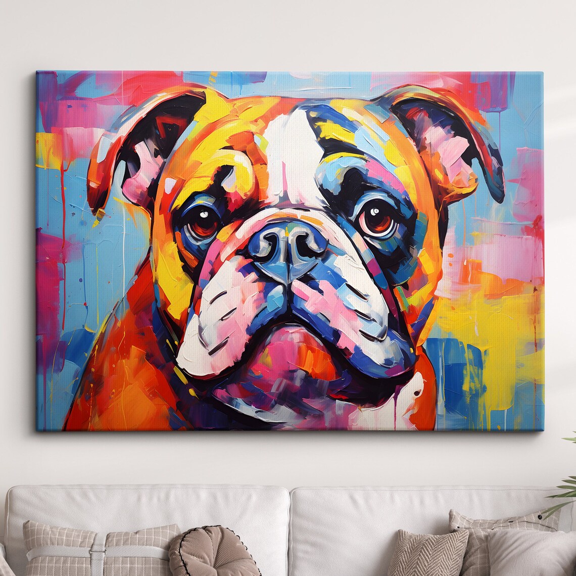 Colorful Abstract Bulldog Pop Art Face Portrait Dog Lover Poster