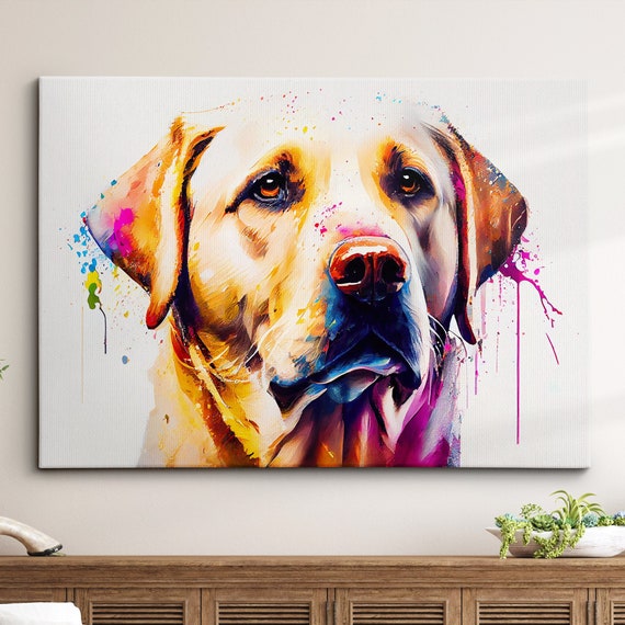 Golden Retriever Dog Pet Abstract Modern Painting Splatter Wall Art Framed Canvas Poster Print Home Kitchen Office Room Decor Gifts