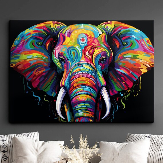 Elephant Animal Abstract Oil Painting Desert Style Wall Art Framed Canvas Poster Print Homeoffice Room Decor Gifts