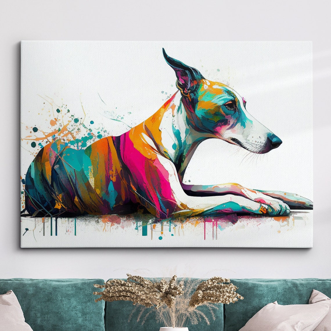 Greyhound Dog Colorful Abstract Modern Painting Decorative Wall Art
