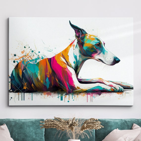 Colorful Greyhound Dog Pet Abstract Modern Oil Painting Wall Art Framed Canvas Poster Print Home Kitchen Office Room Decor Gifts