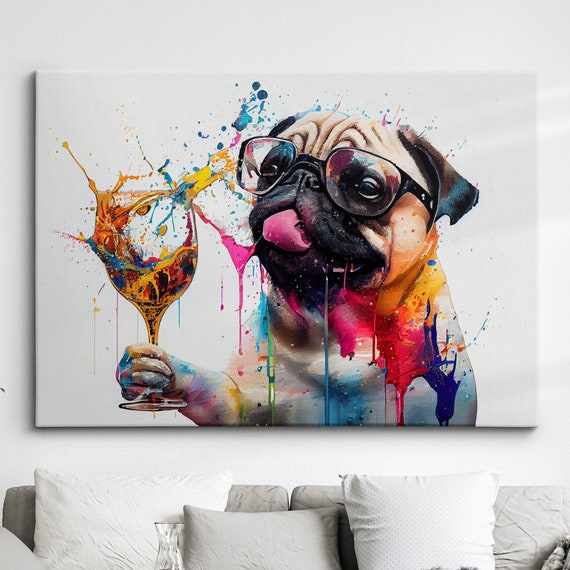 French Bulldog Fun Animal Dog Pet Lover Abstract Oil Painting Wall Art Framed Canvas Poster Print Home Kitchen Office Room Decor Gifts