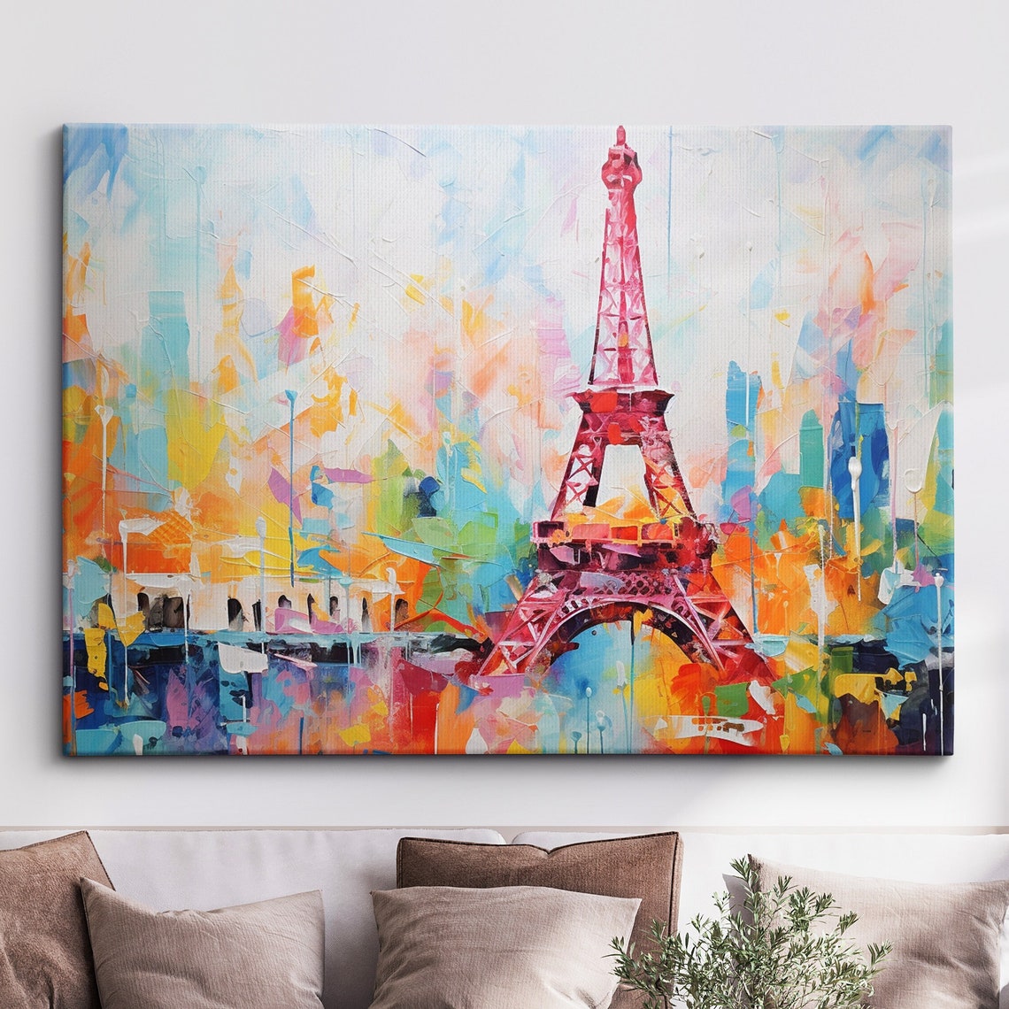 Eiffel Tower Paris Colorful Paint Splash Abstract Art Poster