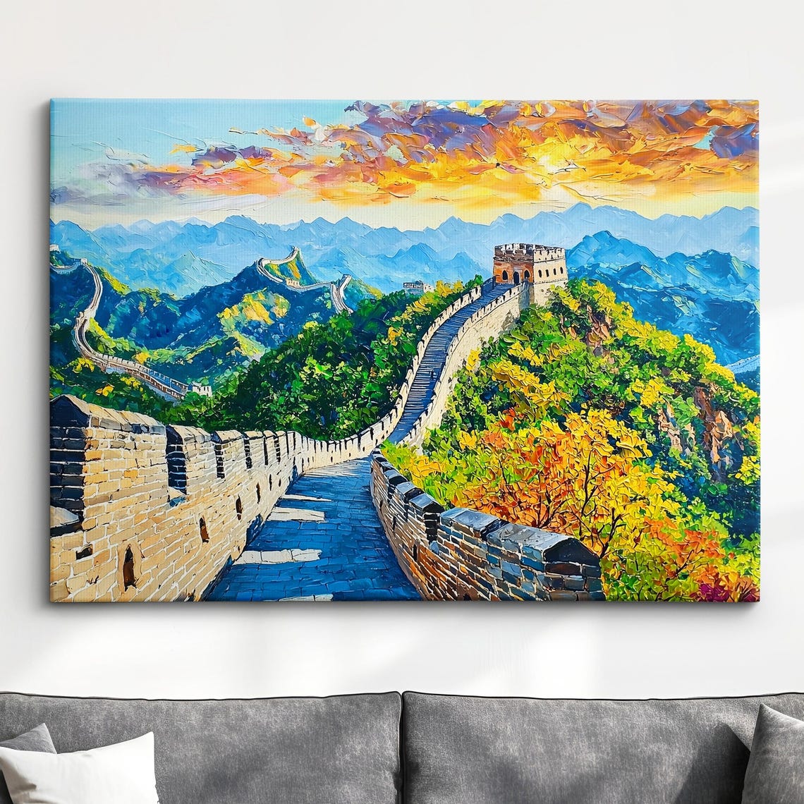 Great Wall Of China Tourist Landmark Landscape Oil Painting Style Art Framed Canvas Poster Print Homeoffice Room Decor Asia Gifts