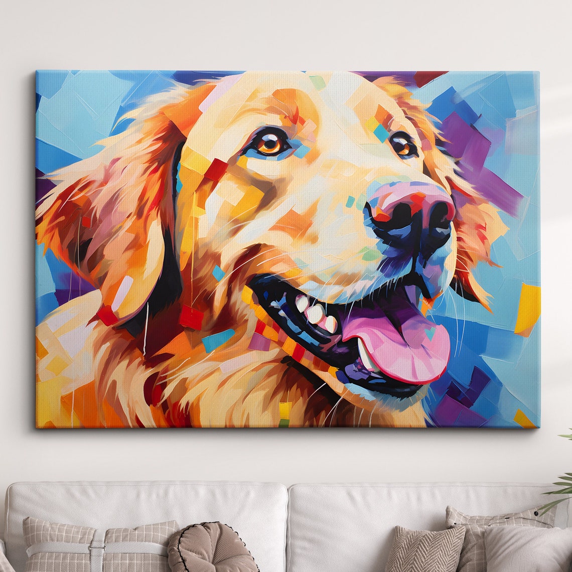 Golden Retriever Dog Colorful Pop Art Portrait Painting Poster