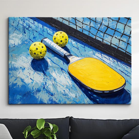 Pickleball Abstract Oil Painting Sports Racket Wall Art Framed Canvas Poster Print Interior Room Home Decor