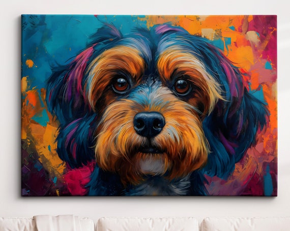 Colorful Cockapoo Dog Pet Abstract Modern Oil Painting Wall Art Framed Canvas Poster Print Home Kitchen Office Room Decor Gifts