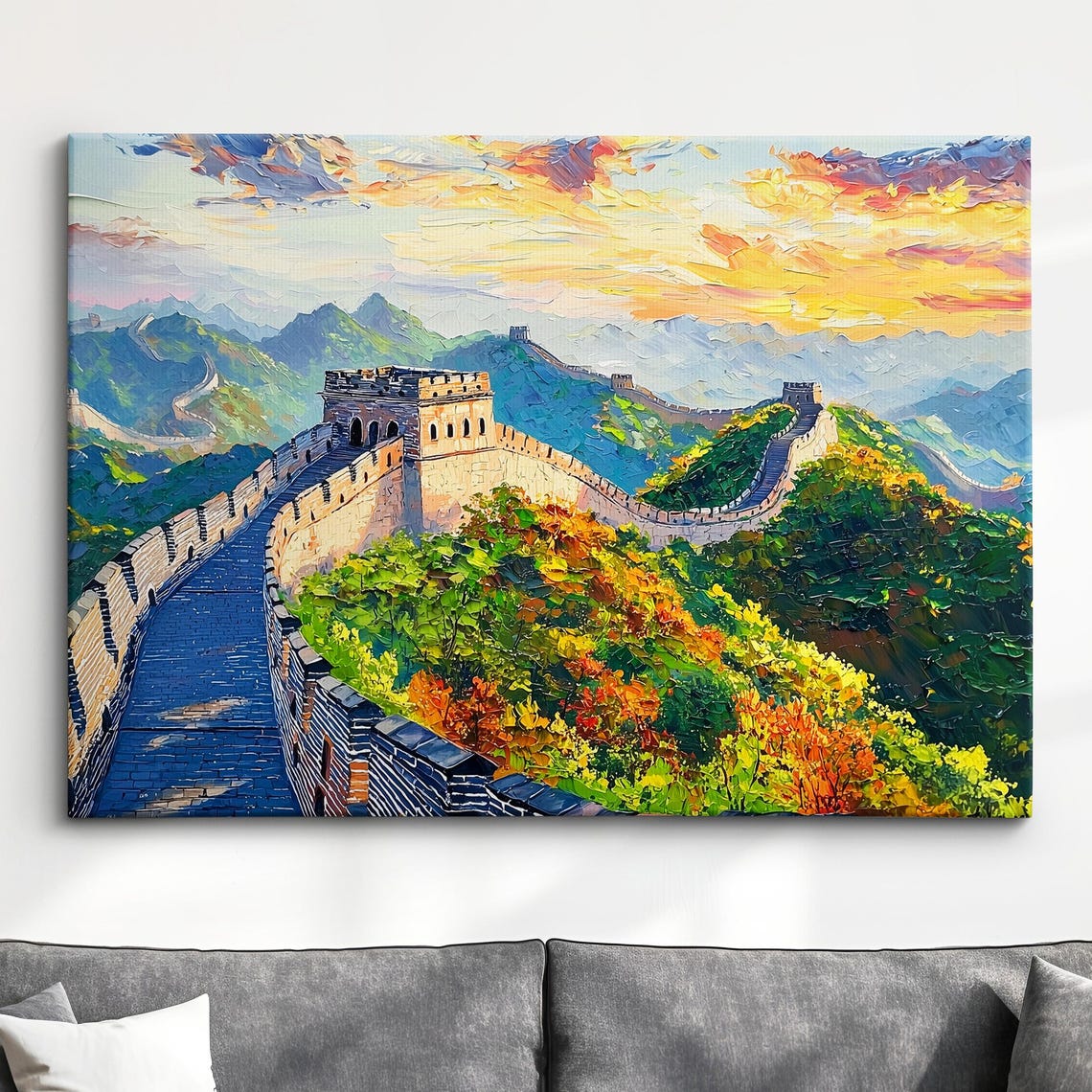Great Wall Of China Tourist Landmark Landscape Oil Painting Style Art Framed Canvas Poster Print Homeoffice Room Decor Asia Gifts