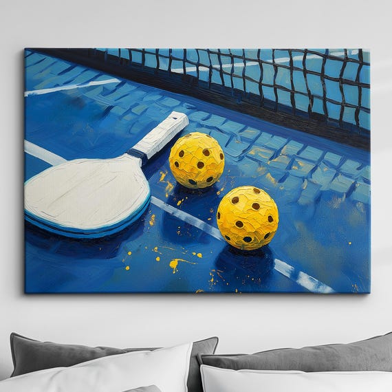 Pickleball Abstract Oil Painting Sports Racket Wall Art Framed Canvas Poster Print Interior Room Home Decor