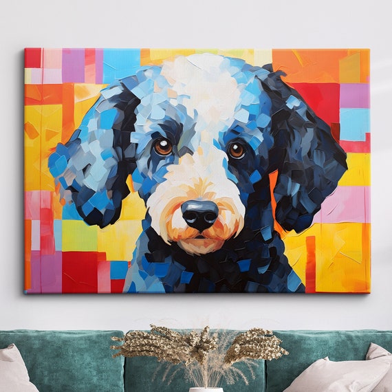 Poodle Fun Animal Dog Pet Lover Abstract Oil Painting Wall Art Framed Canvas Poster Print Home Kitchen Office Room Decor Gifts