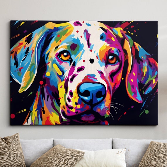 Colourful Dalmatian Dog Pet Abstract Modern Oil Painting Wall Art Framed Canvas Poster Print Home Kitchen Office Room Decor Gifts