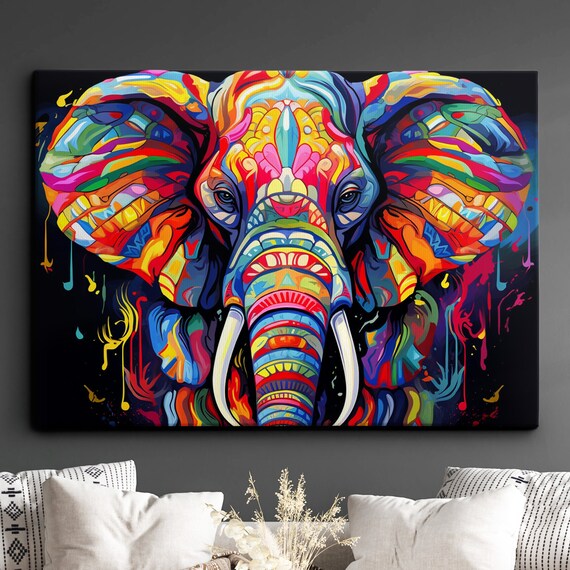 Elephant Animal Abstract Oil Painting Desert Style Wall Art Framed Canvas Poster Print Homeoffice Room Decor Gifts