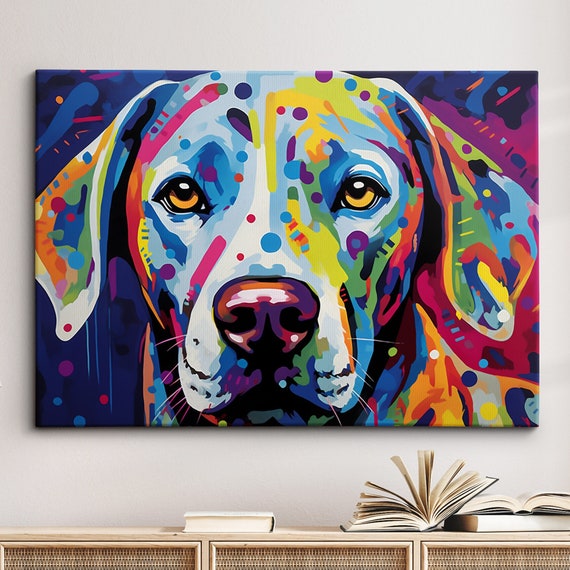 Colourful Dalmatian Dog Pet Abstract Modern Oil Painting Wall Art Framed Canvas Poster Print Home Kitchen Office Room Decor Gifts
