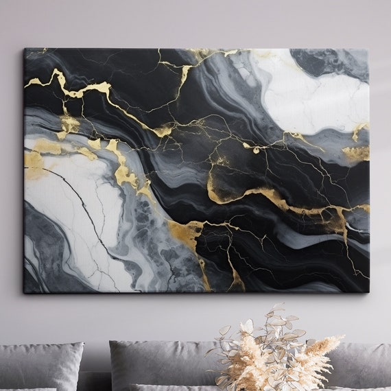 Gold Grey Abstract Oil Painting Elegant Modern Spiral Shapes Style Wall Art Framed Canvas Poster Print Homeoffice Room Decor Gifts