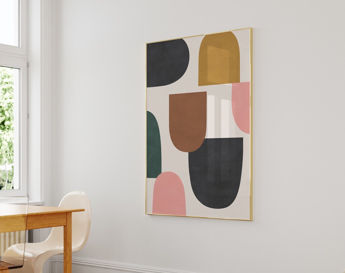 Minimalist Terracotta Pastel Pink Mid-Century Art Print