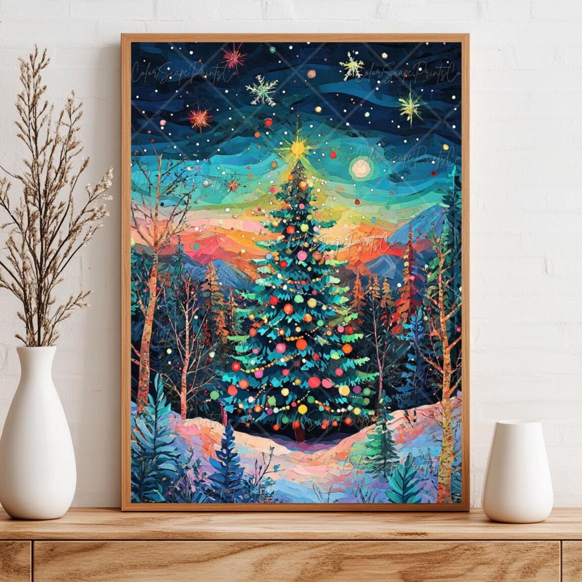 Van Gogh-Inspired Colorful Christmas Tree Art Print - Image 3