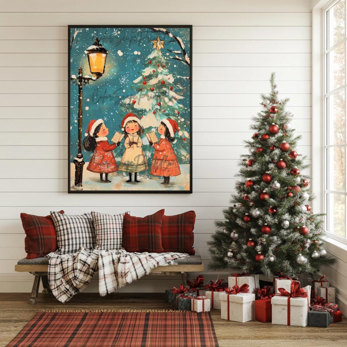 Christmas Carolers Winter Print, Christmas Nursery Decor - Image 3
