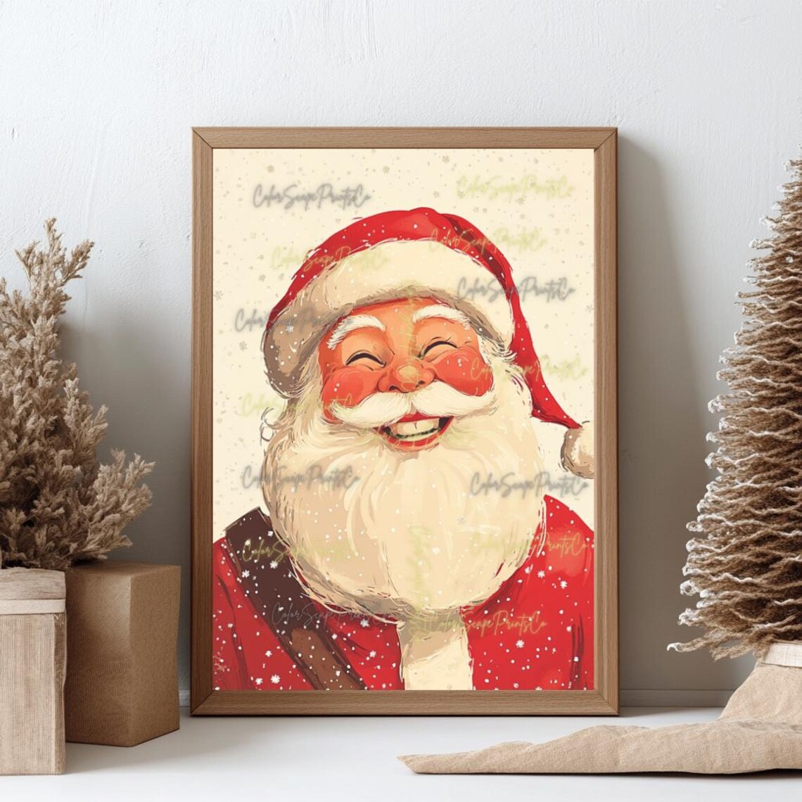 Laughing Santa Face Portrait Vintage Christmas Holiday Poster - Image 3