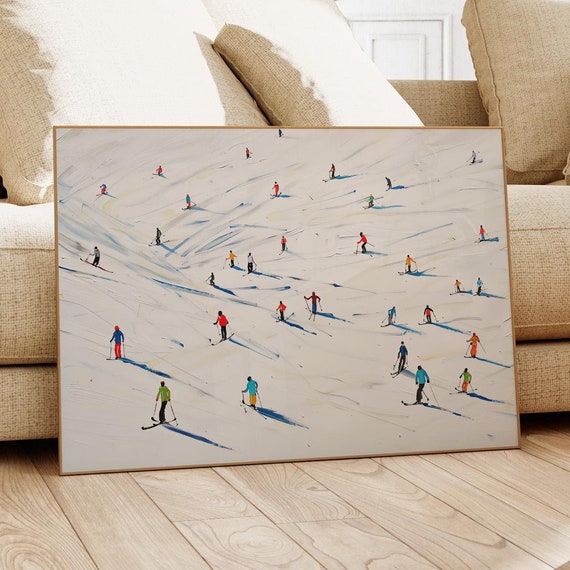 Abstract Winter Retro Ski Wall Art, Minimalist Print
