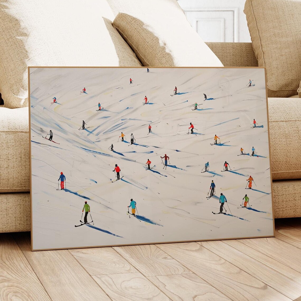Abstract Winter Retro Ski Wall Art, Minimalist Print