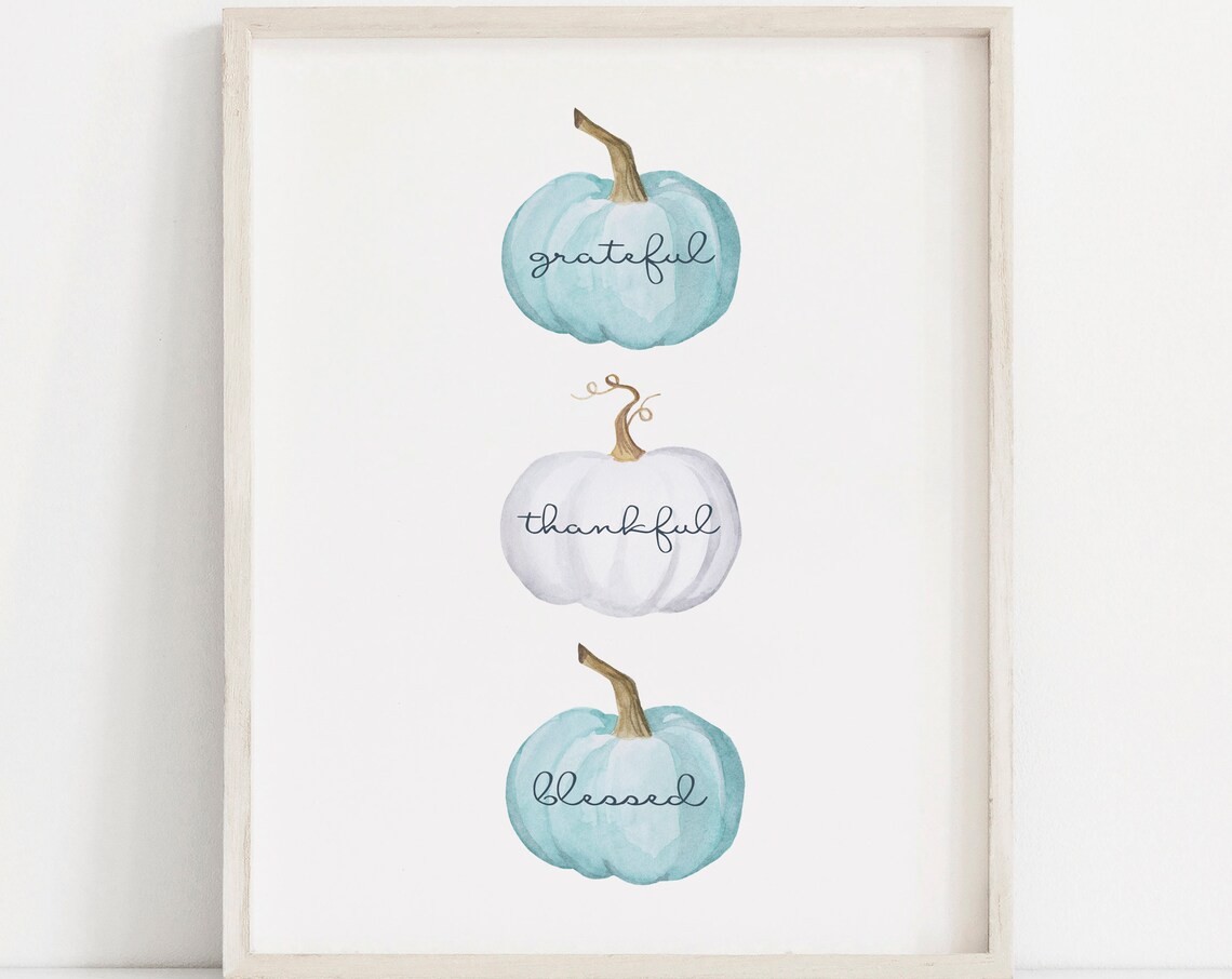 Grateful Thankful Blessed Pumpkins Art Print, Pastel Fall - Image 3