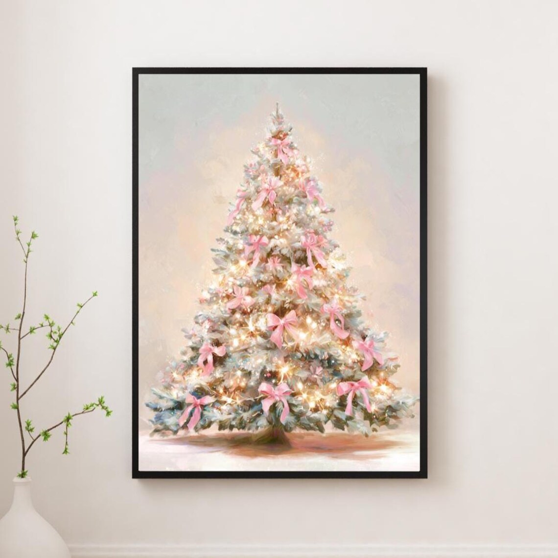 Elegant Pastel Christmas Tree Poster, Holiday Wall Art