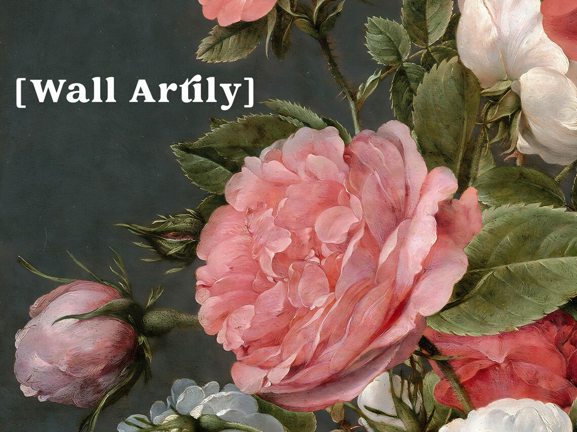 Antique Roses Glass Vase Old Master Floral Still Life Poster - Image 5