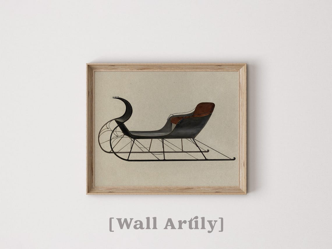 Classic Winter Cutter Sleigh Vintage Christmas Illustration Poster - Image 6