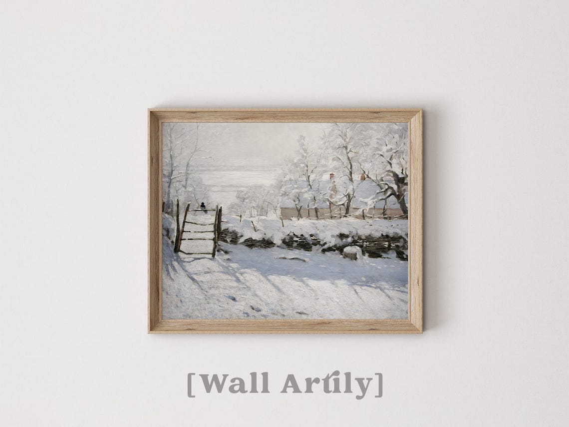 Claude Monet Snowy Winter Landscape With Wooden Gate Painting Poster - Image 7