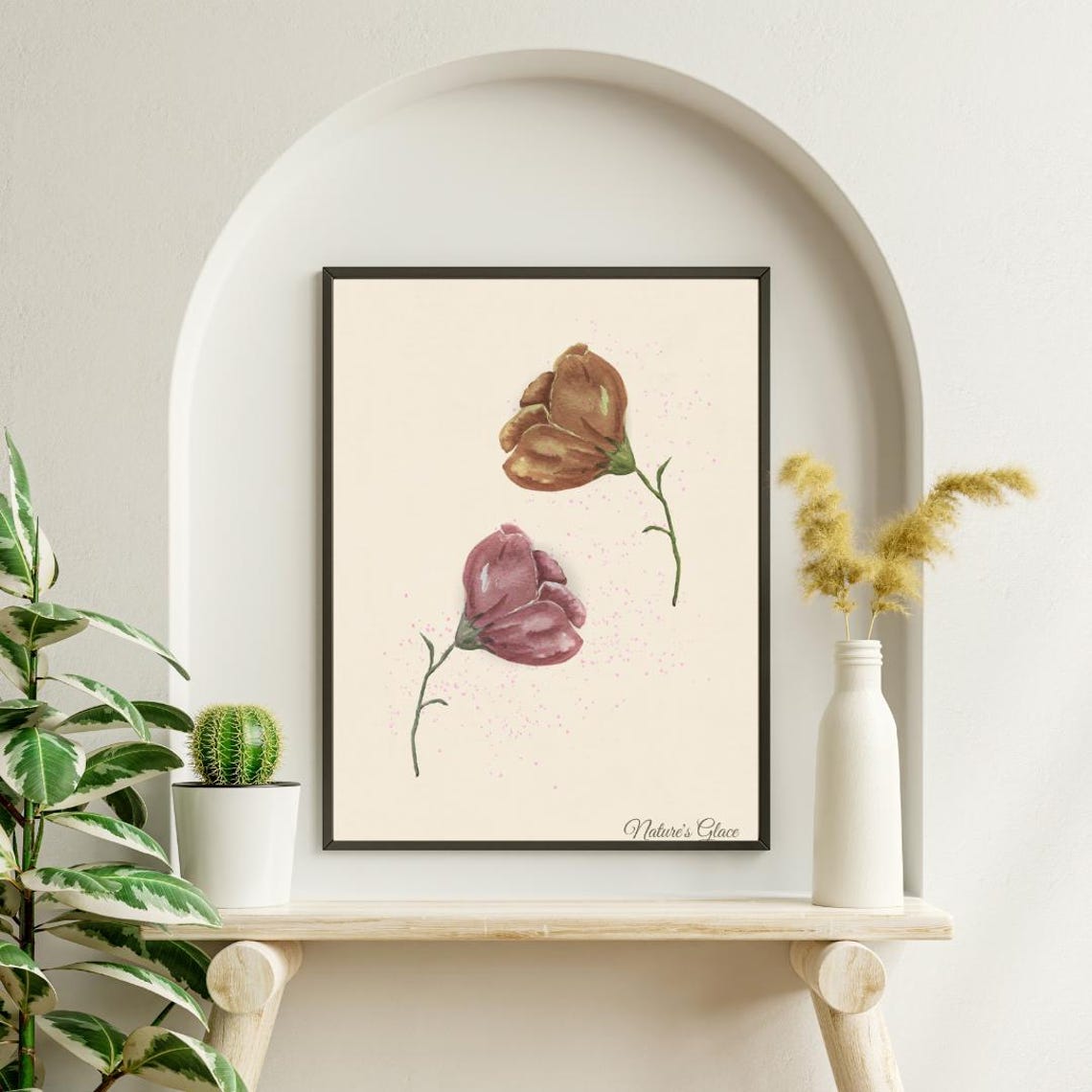 Nature's Grace Watercolor Floral Blooms Minimalist Botanical Poster
